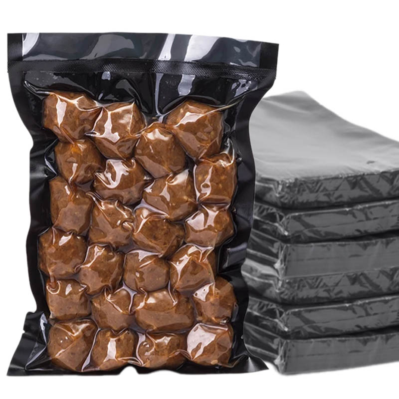 Food Storage Vacuum Seal Bags - ถุงไนล่อนบรรจุอาหารสุญญากาศสีดำใส100ชิ้นถุงใส่อาหารสดไส้กรอกไก่เนื้อถุงปิดผนึกผลไม้แห้ง