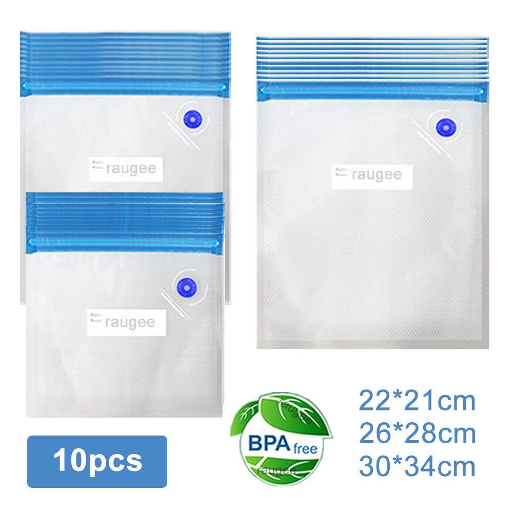 Food Storage Vacuum Seal Bags - ถุงสูญญากาศ อาหารแบบใช้ซ้ําได้ ถุงบรรจุภัณฑ์สูญญากาศ 10 ชิ้น ถุงเก็บสูญญากาศปิดผนึกสําหรับอาหาร