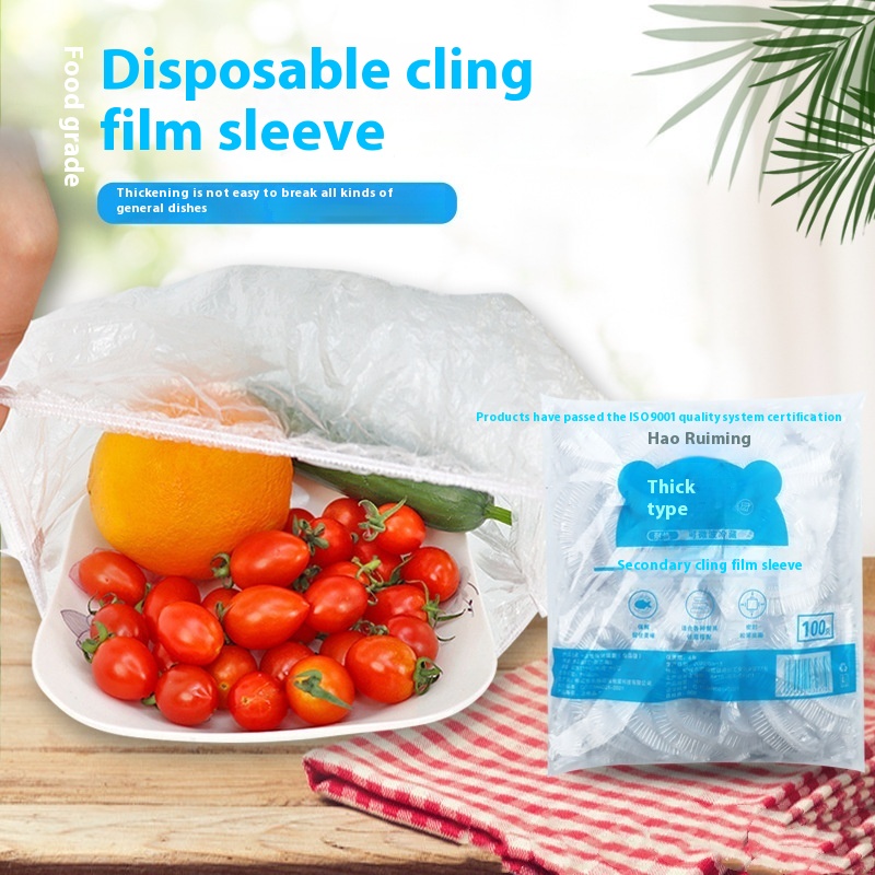 Food Storage Plastic Bag - ห่ออาหารแบบใช้แล้วทิ้ง100ชิ้นฝาครอบเก็บผลไม้ฝาปิดถ้วยพลาสติกเก็บของอุปกรณ์ครัว