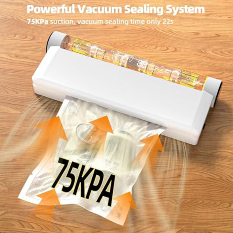 Food Storage Vacuum Seal Bags - M10K เครื่องซีลสูญญากาศอาหาร, แรงดูด 75KPA พร้อมถุงซีลสูญญากาศ 20