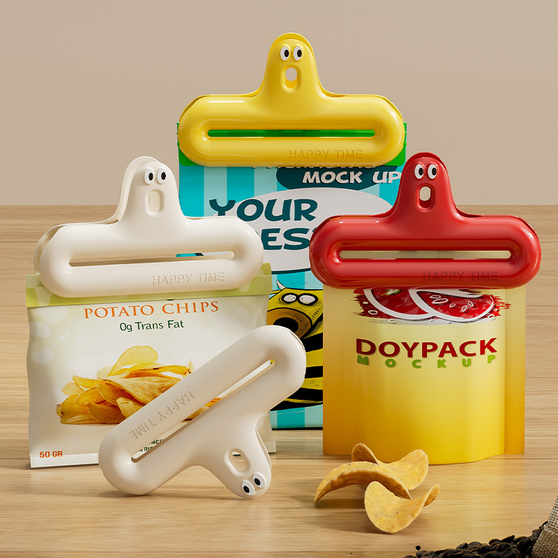 Food Storage Essentials - คลิปหนีบปิดถุงแบบการ์ตูน 1/4 นิ้ว ป้องกันความชื้น ใช้สำหรับยึดขนม คลิปหนีบถุงเก็บอาหารในครัวเรือน
