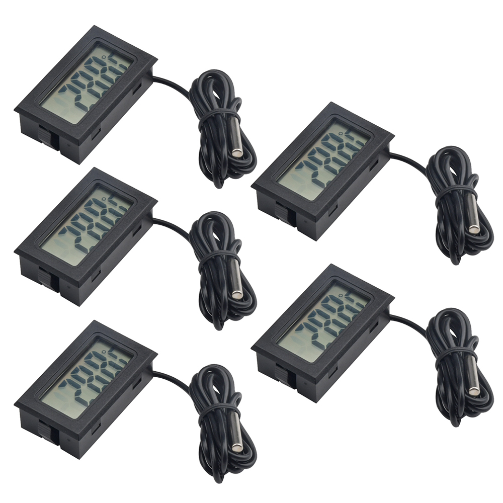 Food Storage Range - 5 ชิ้น/ชุด FY-10 เทอร์โมมิเตอร์ดิจิตอลสำหรับตู้เย็น พร้อมหน้าจอ LCD