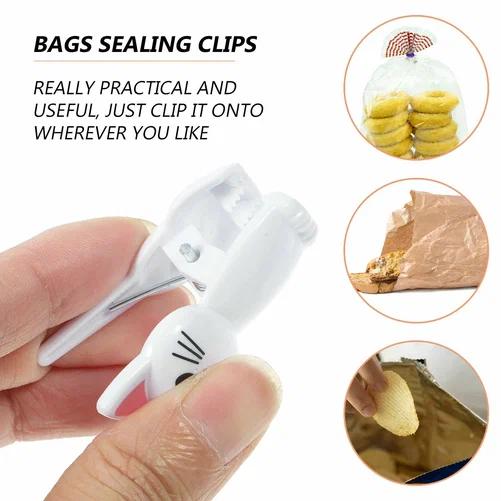Food Storage Plastic Bag - คลิปหนีบถุงอาหารรูปแมว 8 ชิ้น คลิปหนีบผ้าพลาสติก คลิปหนีบถุงเท้า คลิปหนีบเอกสารสำหรับโต๊ะทำงาน