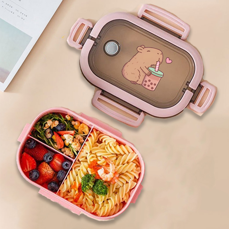 Food Storage Heat - กล่องข้าวกลางวันลายคาปิบาร่า ลายการ์ตูนอนิเมะ กล่องเก็บอาหารสำหรับเด็ก กล่องอาหารกลางวันสำหรับเด็กนักเรียน ปิกนิก กล่องอาหารกลางวันสำหรับเด็กชายและเด็กหญิง
