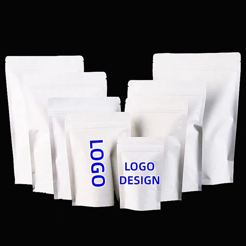 Lock And Lock Food Storage - ถุงซิปล็อคกระดาษสีขาวแบบตั้งได้ 100 ชิ้น ขายส่ง สำหรับงานปาร์ตี้ งานแต่งงาน
