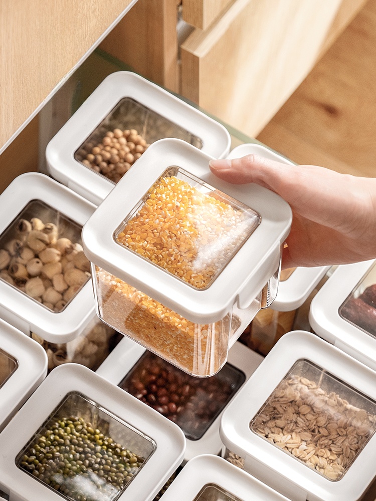 Food Storage Necessities - โหลเก็บอาหารเกรดอาหารแบบปิดสนิท ของใช้จำเป็นในครัว ภาชนะเก็บถั่วและของแห้ง กล่องเก็บเครื่องเทศแบบปิดสนิท ของใช้ในมุมครัว