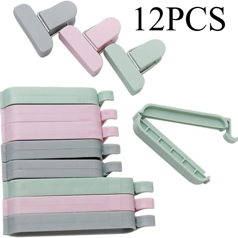 Food Storage Plastic Bag - คลิปหนีบถุงพลาสติกหลากสี 12 ชิ้น สำหรับเก็บอาหาร ขนมขบเคี้ยว ป้องกันความชื้น