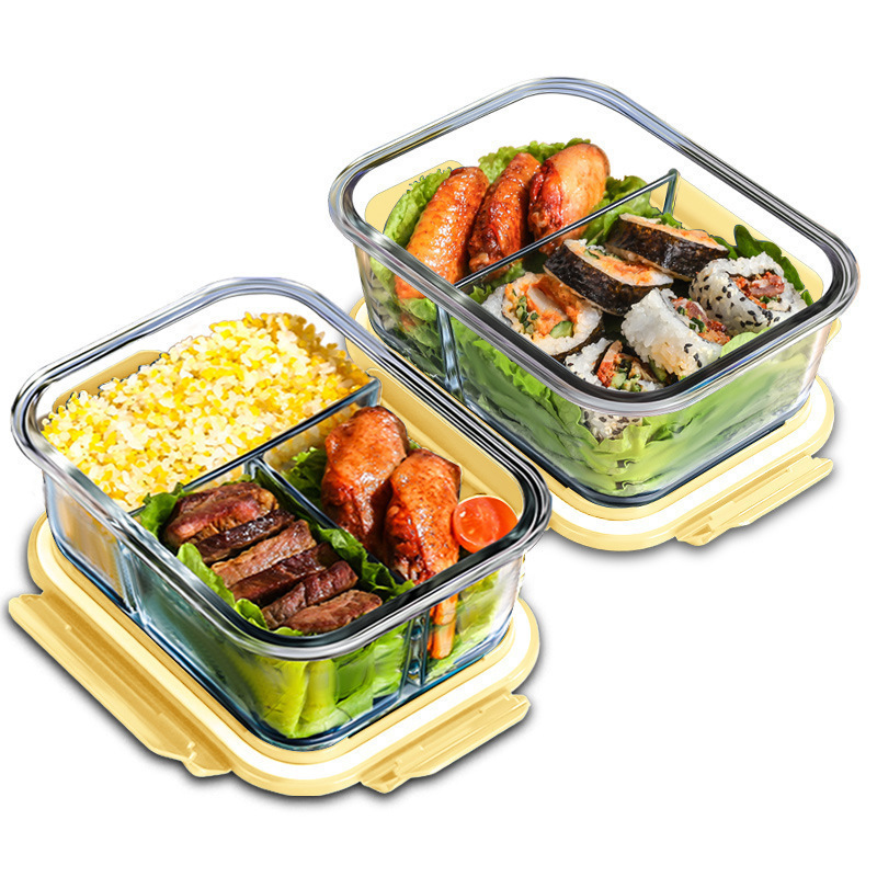 Food Storage Heat - กล่องถนอมอาหารแก้ว ทนความร้อนสูง ไมโครเวฟได้ กล่องเบนโตะ สำหรับตู้เย็น ปิดผนึกแน่น