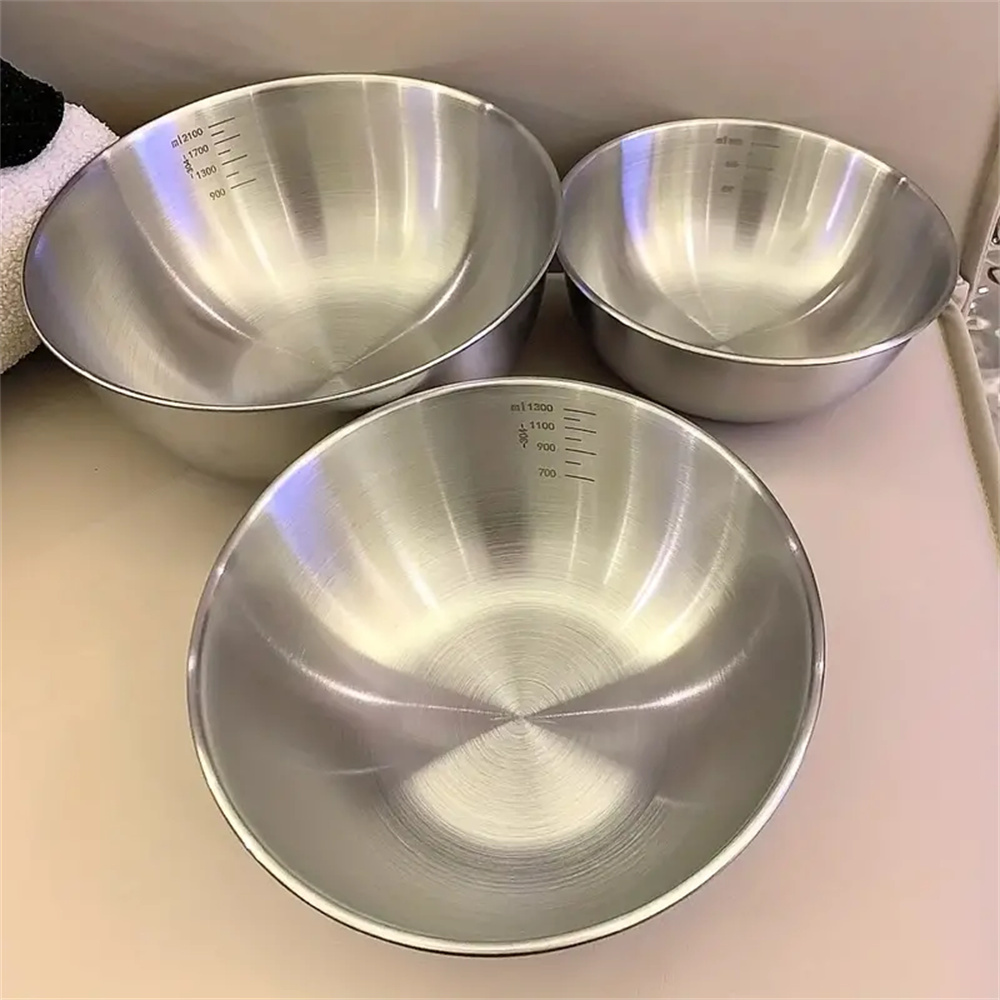 Food Storage Essentials - ชุดชามสแตนเลส 1-3 ใบ พร้อมสเกลวัด สำหรับทำอาหาร อบขนม