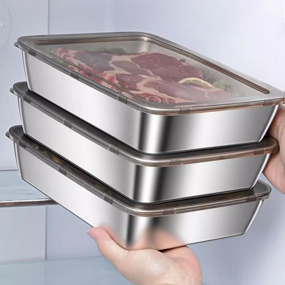 ถาดเสิร์ฟสแตนเลสเกรดอาหารพร้อม - Food Storage Heat บทวิจารณ์และราคา