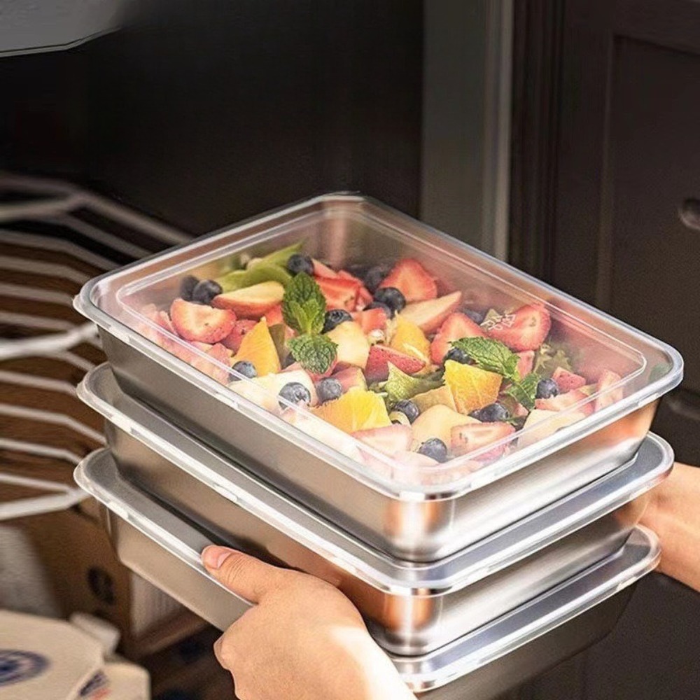 ถาดเสิร์ฟสแตนเลสเกรดอาหารพร้อม - Food Storage Heat บทวิจารณ์และราคา